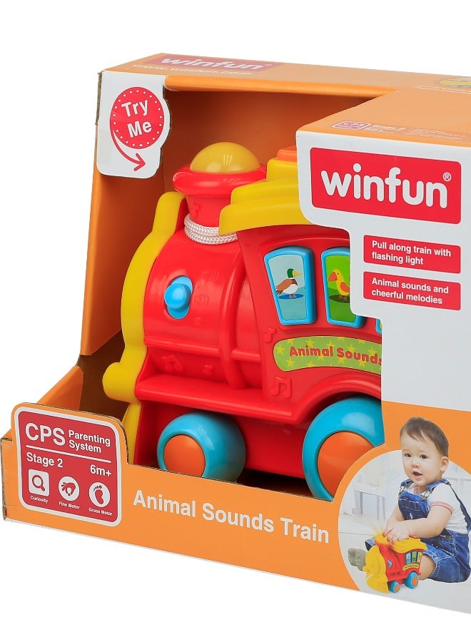 Winfun Animal Sounds Train â€“ Interactive Musical Toy with Light-Up Engine & Animal Noises | Push-Along Toy with Lights, Melodies & Farm Animal Sounds | Early Learning | For Infant Ages 6 Months+ - Image 2