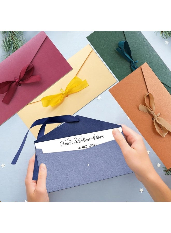10-Pieces Premium Thick Paper Vintage Colourful Kraft Bow Tie Paper Envelopes for Wedding Party Invitations, Greeting Cards，Letters，Budget Envelopes - Image 3