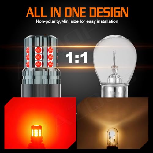 AZQOP 3157 3047R LED Brake/Tail Light Bulbs For Chevy Silverado/GMC Sierra 1500 2500 3500 1999-2001 2002 2003 2004 2005 2006 2007 2008 2009 2010 2011 2012 2013, 300% Brightness, Red Rear Stop Lights, 2PCS - Image 4