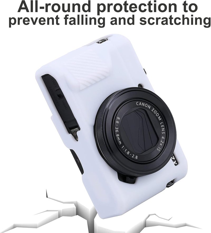 Yisau G7X / G7X Mark II Camera Silicone Case, Ultra Thin Lightweight Rubber Soft Silicone Case Bag Cover for Canon PowerShot G7X / G7X Mark II with Microfiber Cloth - White - Image 3