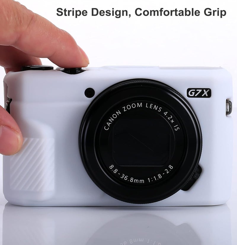 Yisau G7X / G7X Mark II Camera Silicone Case, Ultra Thin Lightweight Rubber Soft Silicone Case Bag Cover for Canon PowerShot G7X / G7X Mark II with Microfiber Cloth - White - Image 2