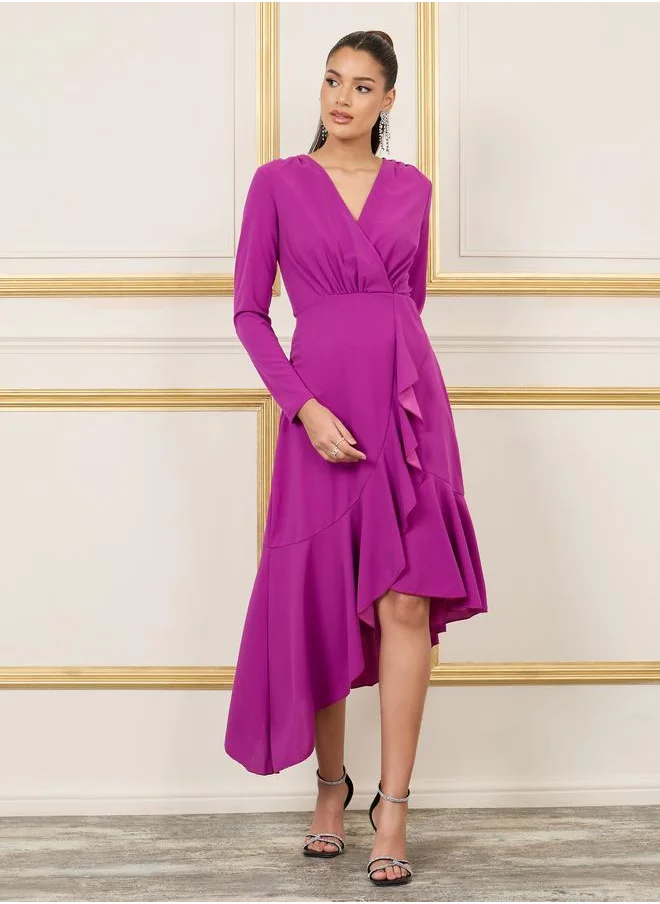 Styli Ruffled Asymmetric Dress