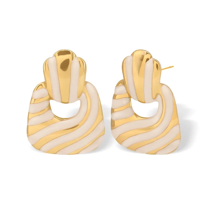 Golden White Stainless Steel Earring