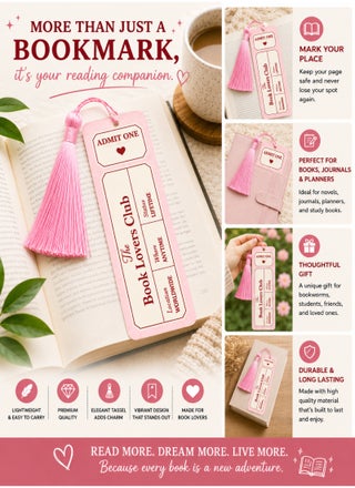 Book Lovers Club Bookmark with Tassel