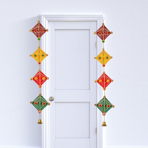 RR Crafts Woollen Handmade Colorful Kite Side Hanging Pack of 02, Decoration for Wall/Door Hanging Home Decor,14 Inch Each,Diwali Decoration,Haldi Decor,Ganpati Decor,Export Quality - Image 5