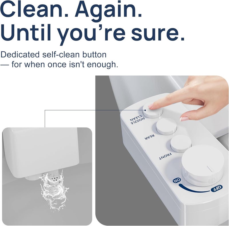 DIHAF Store Fresh Water Bidet with Self-cleaning Dual Nozzles for Rear And Feminine Washing, Non-Electric Bidet Toilet Attachment, with Waterproof Cover to Prevent Leaking, Adjustable Water Pressure - Image 4