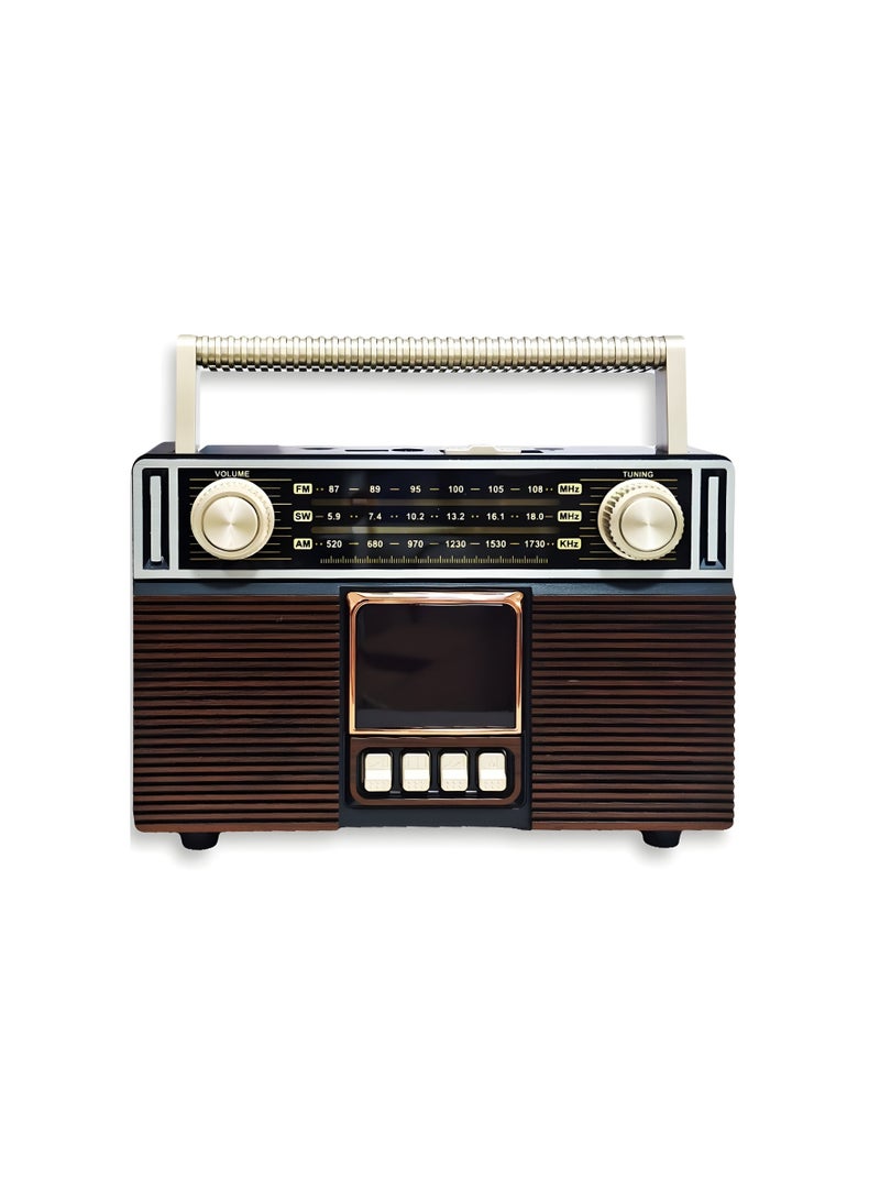 MD-1307BT Bluetooth Radio with 3 Bands, USB and TF Ports, AUX Support, and 1500mAh Battery - Black - Image 1