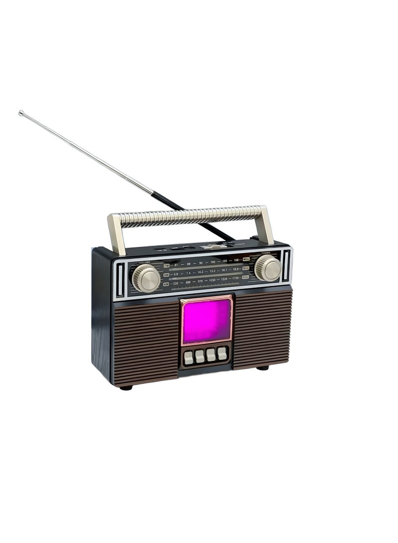 MD-1307BT Bluetooth Radio with 3 Bands, USB and TF Ports, AUX Support, and 1500mAh Battery - Black - Image 2