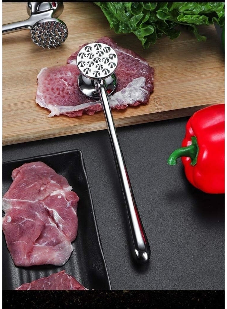 Heavy-Duty Double-Sided Meat Hammer – Stainless Steel Chicken, Beef, Pork, and Lamb Tenderizer for Kitchen Cooking, Marinating, and Preparing Meat – Dishwasher Safe Food Hammer - Image 2