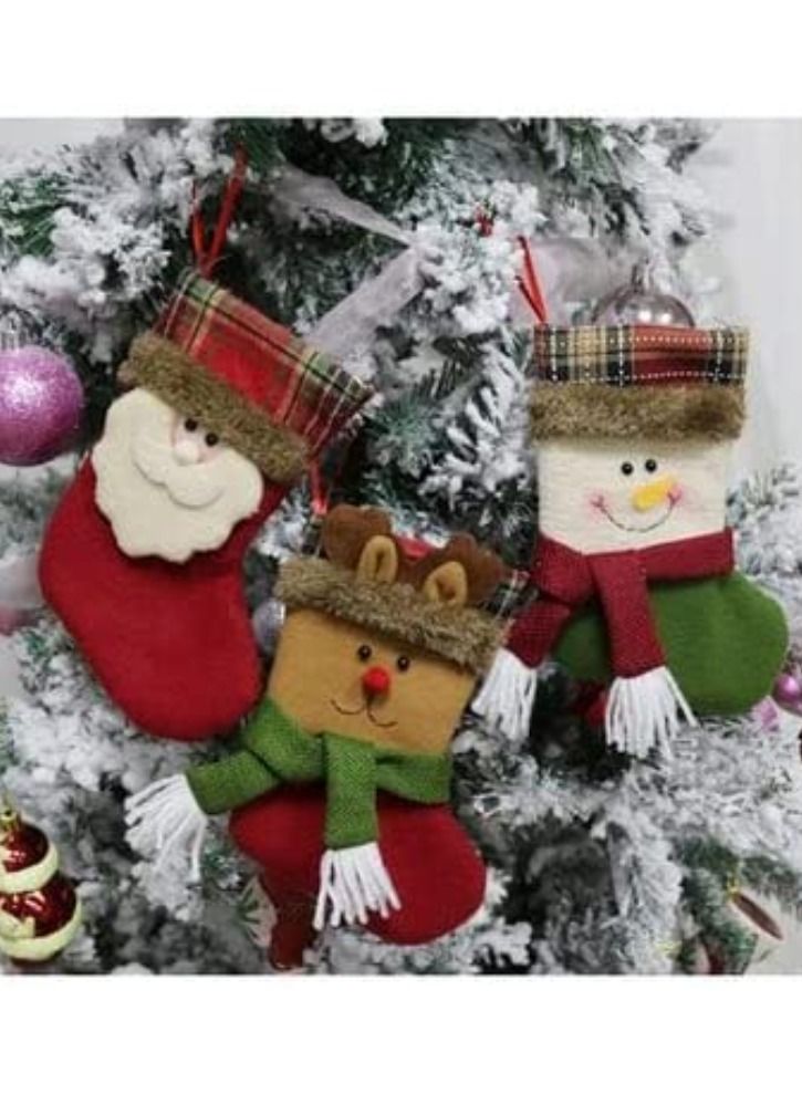 ACLIX 3-Piece Christmas Themed Hanging Stocking Ornament Set Multicolour 19x10centimeter - Image 2