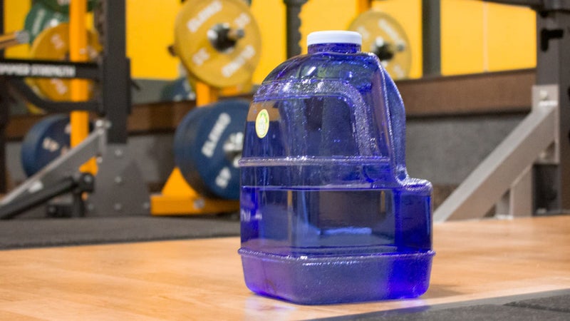 New Wave Enviro 1 Gallon Square BPA Free Bottle with Screw Top Cap and Integrated Handle, Space Saving Design, Ideal for Gym and Outdoor Life, Blue - Image 3