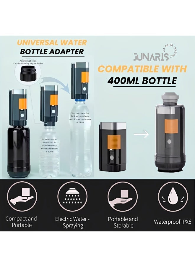 جوناريس بيديه محمول قابل لإعادة الشحن سعة 400 مل | بيديه يدوي للسفر مع وضعين للضغط | بخاخ بيديه كهربائي عالي الجودة للنظافة الشخصية، مثالي للتخييم والسفر والاستخدام الخارجي | بخاخ دش بيديه للسفر والتخييم من شطاف المسافر - Image 4
