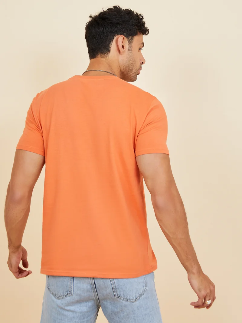 Styli Wide Stripe Patch Pocket Detail Regular Fit T-shirt