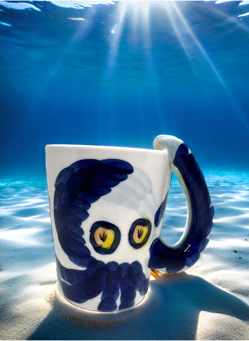 SOLARAE - Ceramic Sea Animal 3D Mug Characters Creative Drinkware Coffee Tea Cups Novelty Gifts Milk 400ml (Octopus) - Image 1