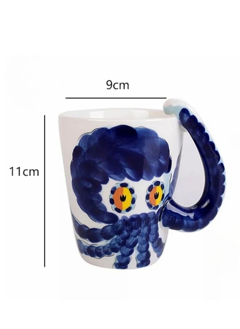 SOLARAE - Ceramic Sea Animal 3D Mug Characters Creative Drinkware Coffee Tea Cups Novelty Gifts Milk 400ml (Octopus) - Image 1