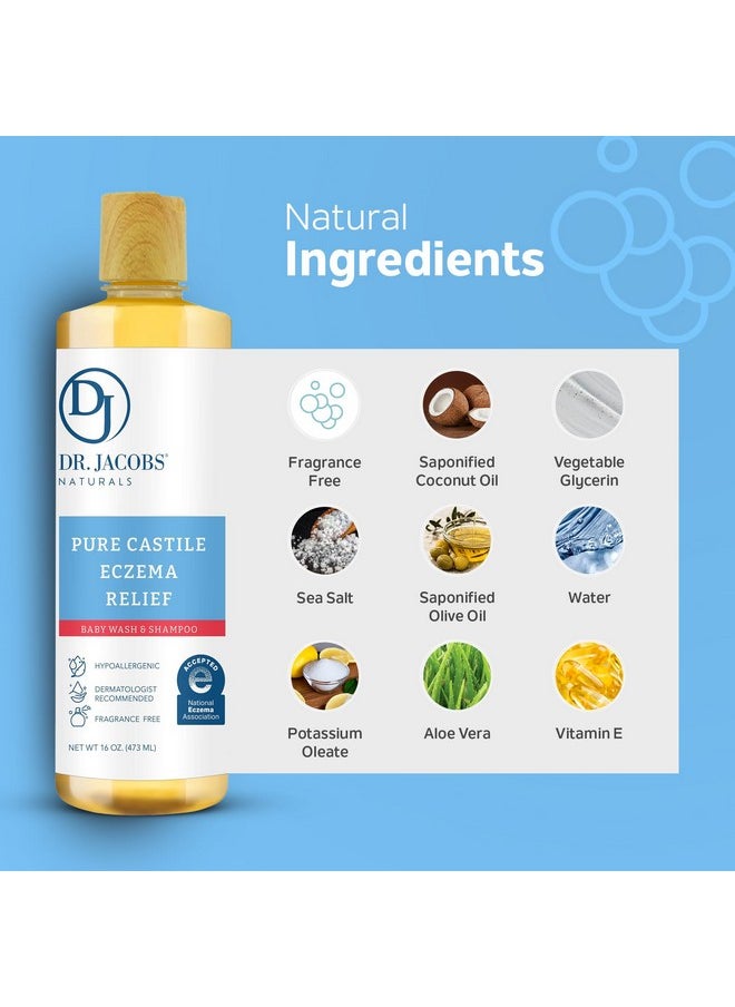 DR.JACOBS NATURALS Dr. Jacobs Pure Castile Baby Wash For Eczema Relief Effective Body Wash To Relieve Baby Eczema Gentle Baby Shampoo Unscented Soap For Baby'S Sensitive Skin And Hypoallergenic Baby Care (16 Oz2Pk)  - Image 3