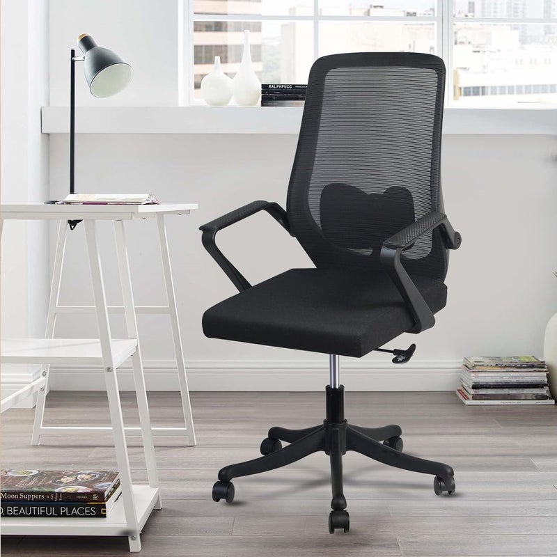 Ergonomic Office Chair,Height Adjustable Gaming Chair with Lumbar Support, Padded Seat Cushion, Desk Chair with Tilt Back, Breathable Mesh High Backrest, Black - 60x57x111cm - Image 2