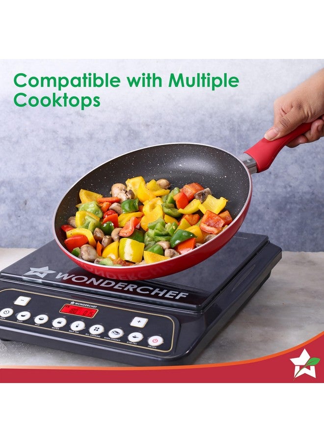 Wonderchef Milano Non-stick Cookware 4 Pc Set | Dosa Tawa, Fry Pan, Kadhai for cutlets, curries, dosas | PFOA Free | Virgin Aluminium | Energy Efficient | Dishwasher Safe | 2-year Warranty | Red&Black - Image 5