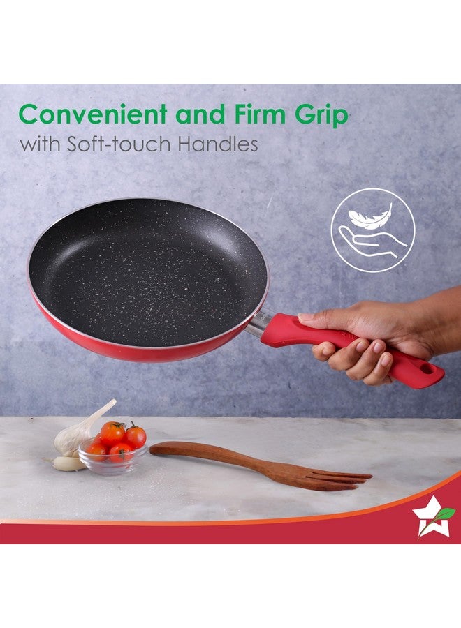 Wonderchef Milano Non-stick Cookware 4 Pc Set | Dosa Tawa, Fry Pan, Kadhai for cutlets, curries, dosas | PFOA Free | Virgin Aluminium | Energy Efficient | Dishwasher Safe | 2-year Warranty | Red&Black - Image 3