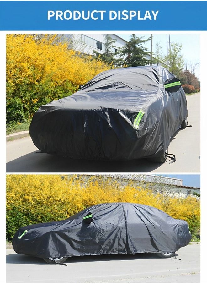 GROIC - Multi-Layers Car Cover Waterproof All Weather for Automobiles, Outdoor Full Cover Windproof, Sand proof, Rain proof, UV proof Car Covers with Zipper Door Car Protection Black L - Image 1