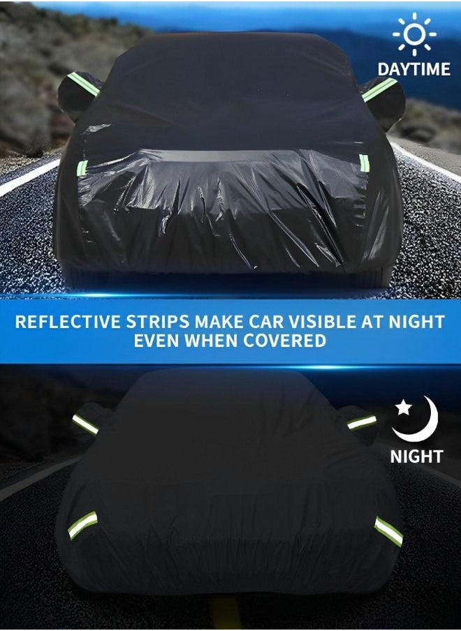 GROIC - Multi-Layers Car Cover Waterproof All Weather for Automobiles, Outdoor Full Cover Windproof, Sand proof, Rain proof, UV proof Car Covers with Zipper Door Car Protection Black L - Image 1