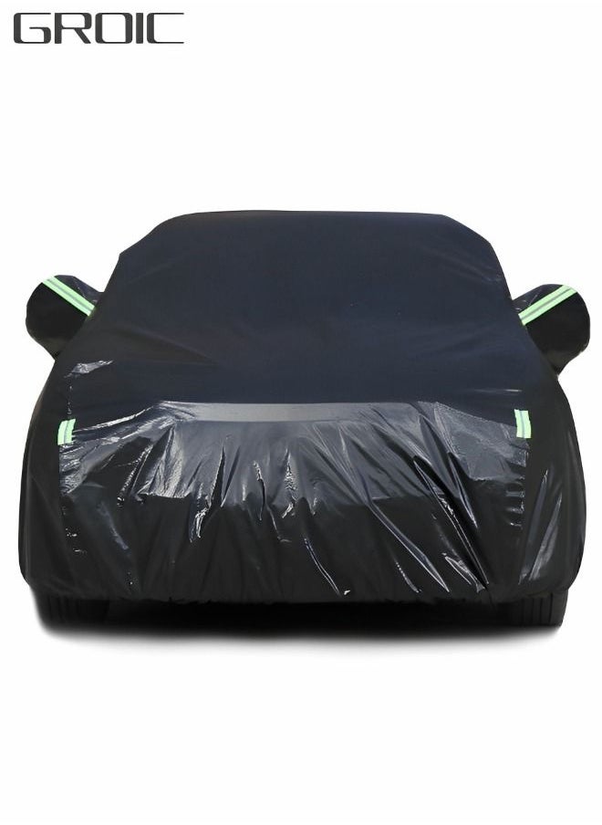 GROIC - Multi-Layers Car Cover Waterproof All Weather for Automobiles, Outdoor Full Cover Windproof, Sand proof, Rain proof, UV proof Car Covers with Zipper Door Car Protection Black L - Image 1