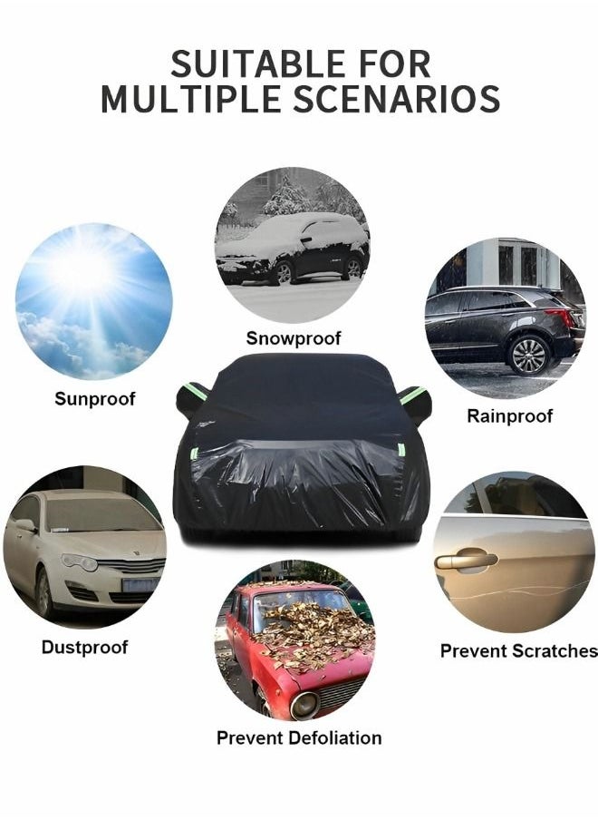 GROIC - Multi-Layers Car Cover Waterproof All Weather for Automobiles, Outdoor Full Cover Windproof, Sand proof, Rain proof, UV proof Car Covers with Zipper Door Car Protection Black L - Image 1