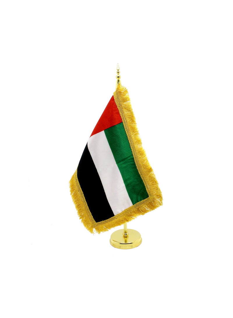 Generic UAE Metal Table Flag Stand–Durable Flagpole Holder For Office,Home,Desk,Or Events Conference Table Decoration–Mini Flags Pole Holder-Metal Flag Stand For Schools  - Image 1