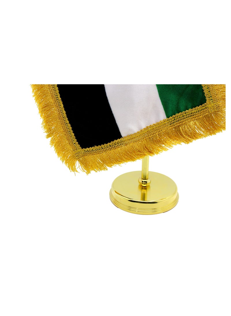 Generic UAE Metal Table Flag Stand–Durable Flagpole Holder For Office,Home,Desk,Or Events Conference Table Decoration–Mini Flags Pole Holder-Metal Flag Stand For Schools  - Image 2