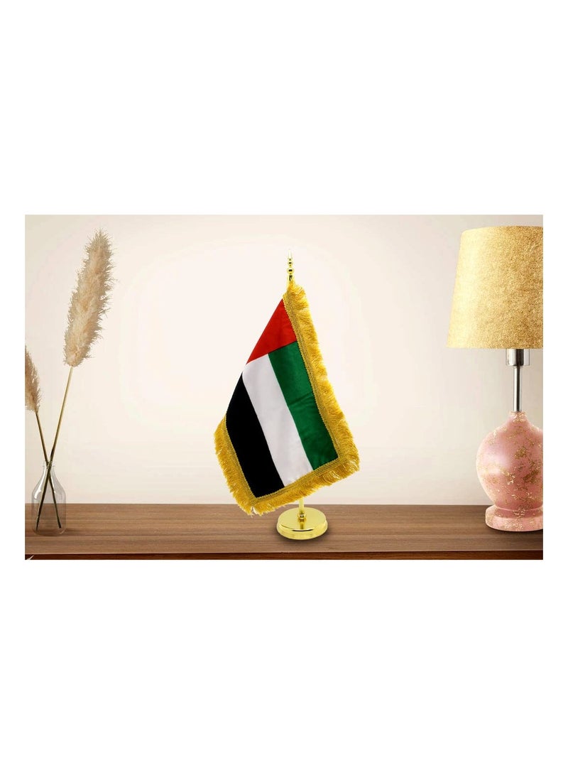 Generic UAE Metal Table Flag Stand–Durable Flagpole Holder For Office,Home,Desk,Or Events Conference Table Decoration–Mini Flags Pole Holder-Metal Flag Stand For Schools  - Image 5