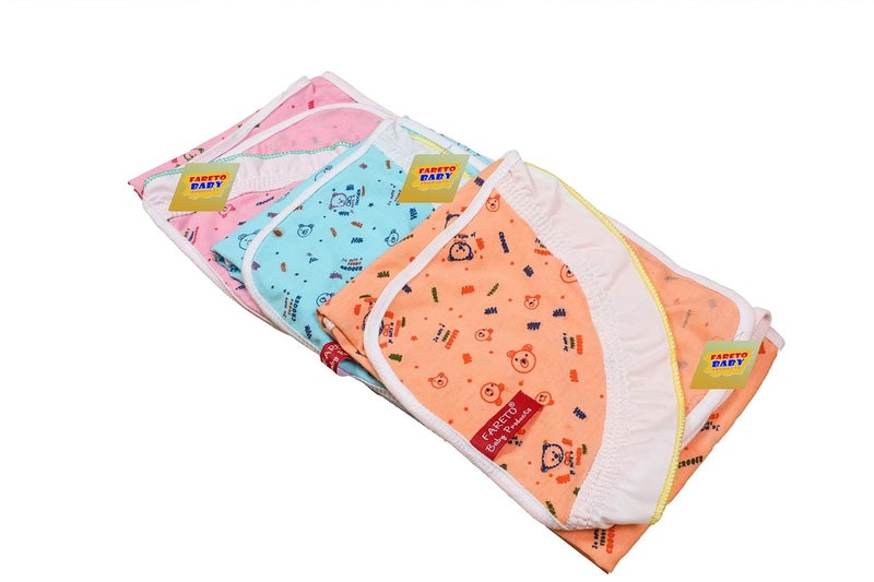 Fareto Hosiery Cotton Single Layer Combo of 3 Frill Baby Wrapper/Blanket/Carry Towel(Assorted) - Image 1