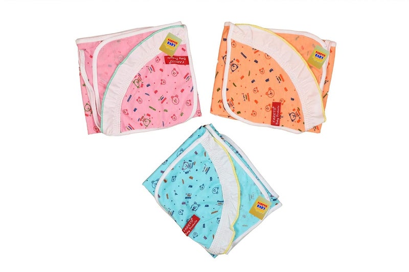 Fareto Hosiery Cotton Single Layer Combo of 3 Frill Baby Wrapper/Blanket/Carry Towel(Assorted) - Image 3
