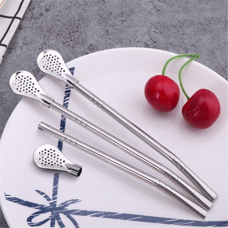 FRUTA 6 PCS Stainless Steel Yerba Mate Tea Bombilla Straws with Filter Spoon and 2 PCS Cleaning Brushes, Removable Filtered Spoons Drinking Straw, 18.5CM/7.28inch - Image 5