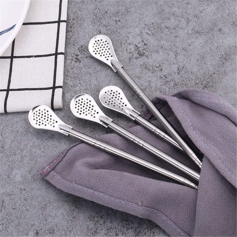 FRUTA 6 PCS Stainless Steel Yerba Mate Tea Bombilla Straws with Filter Spoon and 2 PCS Cleaning Brushes, Removable Filtered Spoons Drinking Straw, 18.5CM/7.28inch - Image 4