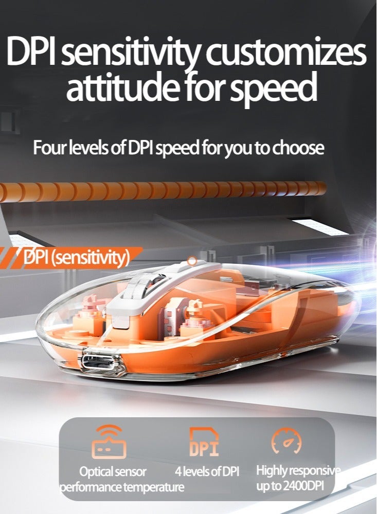 GULFLINK Wireless Bluetooth Mouse Slim Transparent Dual Mode (Bluetooth 5.1 + USB 2.4Ghz) Rechargeable Mouse With USB Receiver  - Image 3
