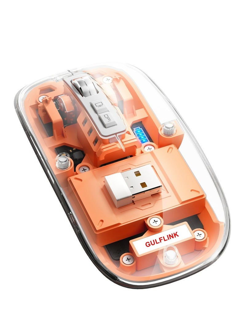 GULFLINK Wireless Bluetooth Mouse Slim Transparent Dual Mode (Bluetooth 5.1 + USB 2.4Ghz) Rechargeable Mouse With USB Receiver  - Image 2