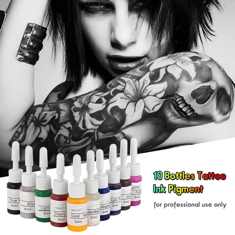 10 Bottles Tattoo Ink Pigment for Makeup Eyebrow Eyeliner Body Tattoo Coloring Kit Tattoo Supply Tattoo Art Beauty Tool 5ML - Image 4