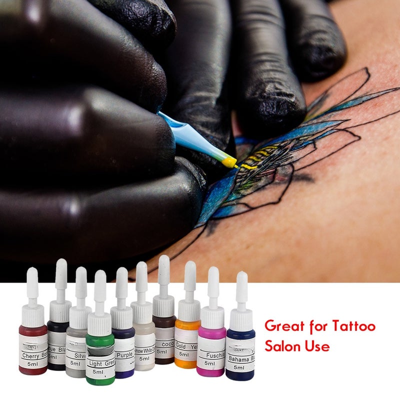 10 Bottles Tattoo Ink Pigment for Makeup Eyebrow Eyeliner Body Tattoo Coloring Kit Tattoo Supply Tattoo Art Beauty Tool 5ML - Image 5
