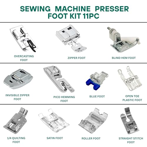 ZENITH 11 Pcs Sewing Machine Presser Feet Accessories Kit, Compatible with Brother, Usha Janome, Singer Low Shank, Multiple Stitch Functions (11 pc Kit + 25 Multicolor Bobbin Box) - Image 4