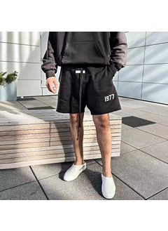 Fear God Essentials High Street 1977 American Style Sports Shorts Casual Loose Fit Summer Black 1977 Shorts
