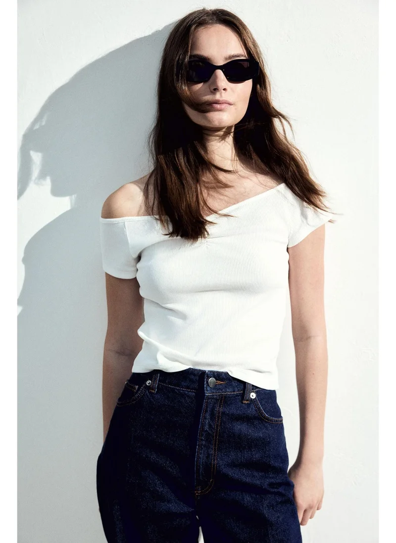 اتش اند ام Ribbed boat-neck top