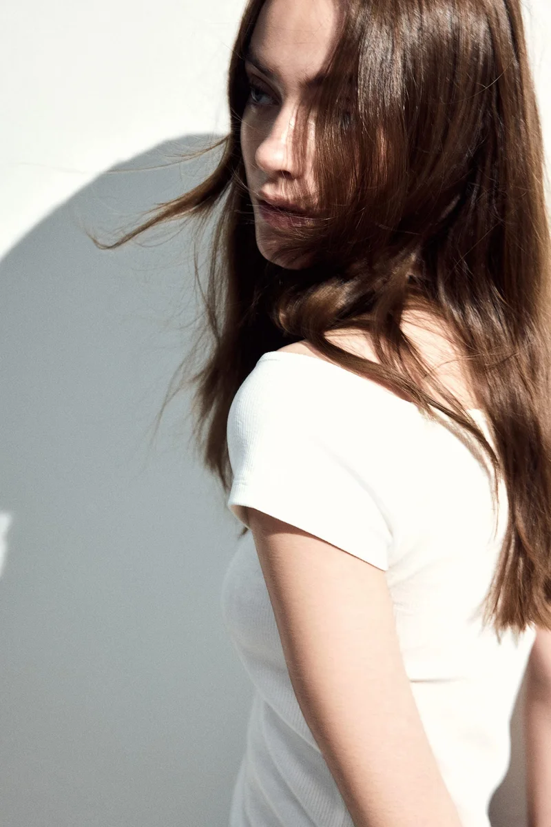 اتش اند ام Ribbed boat-neck top