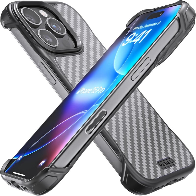ريبل علبة هاتف لهاتف iPhone 16 Pro [سلسلة Flex] جوانب مكشوفة للراحة، ألياف الأراميد، متوافقة بقوة مع MagSafe، مقاومة للصدمات، عدسة معدنية، تصميم حماية بدون إطار، 6.3 بوصة 2024 (Flex) - Image 1