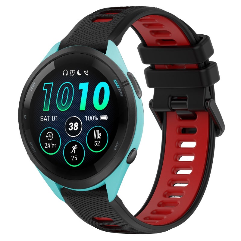 S-TOP For Garmin Forerunner 265 22mm Sports Two-Color Silicone Watch Band(Black+Red) - Image 1