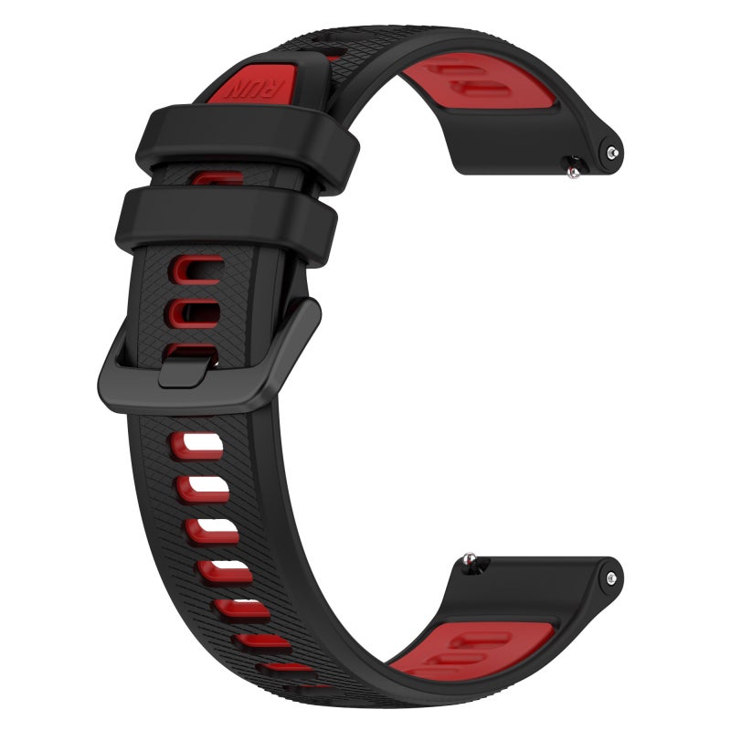 S-TOP For Garmin Forerunner 265 22mm Sports Two-Color Silicone Watch Band(Black+Red) - Image 2