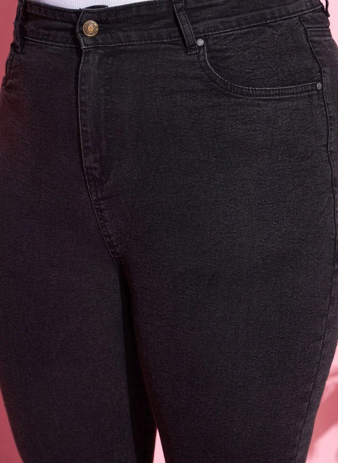 ساسافراس Black Bootcut High-Rise Stretchable Jeans for Women