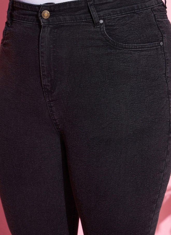 SASSAFRAS Black Bootcut High-Rise Stretchable Jeans for Women - Image 5