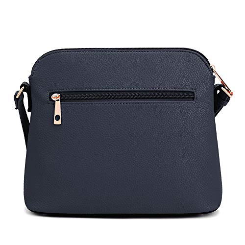SG SUGU Lunar Lightweight Medium Dome Crossbody Bag Shoulder Bag with Double Tassels | Zipper Pocket | Adjustable Strap|Navy - Image 2