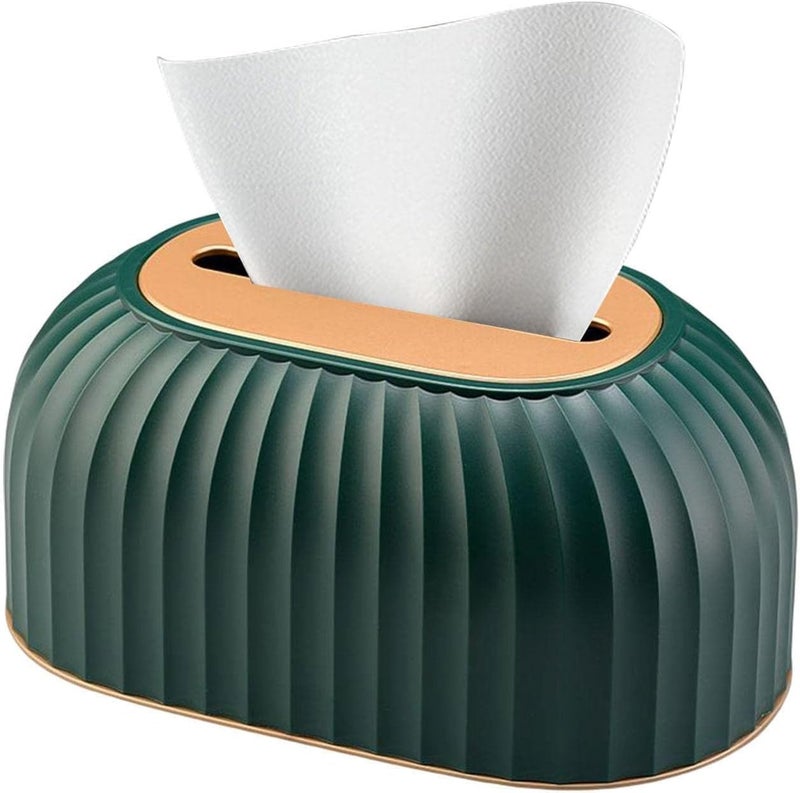 Hidak Striped Tissue Box Holder Desktop Tissue Box Toilet Paper Holder Table Napkin Holder Car Tissue Paper Dispenser for Home Kitchen Bedroom Bathroom Office - Image 1