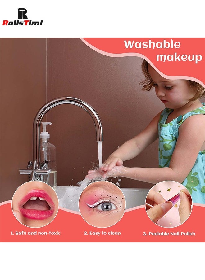 zyra toys - Girls Makeup Kit Real Kids MakeUp Set Cosmetics Play Set Washable Safe with Carry Case Party Game - Image 1